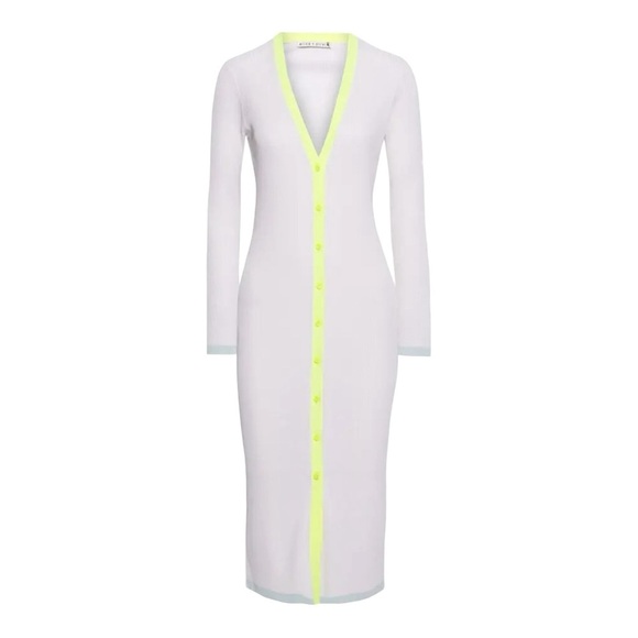 Alice + Olivia Aria Ribbed Long Sleeve Slim Fit Color block Cardigan NWOT - Picture 6 of 11